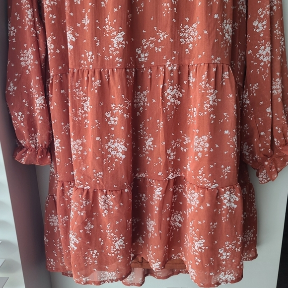 Inspired Hearts Plus Size 2X  Boho Flowy Tiered Sheer Ditsy Floral Summer Dress - Picture 4 of 14